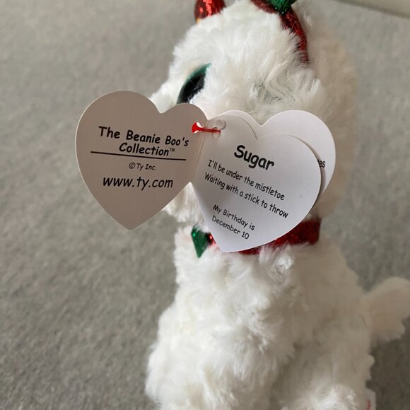 NWT Ty Beanie Boos Sugar the Christmas Holiday Dog 6" 2019 - Picture 12 of 14